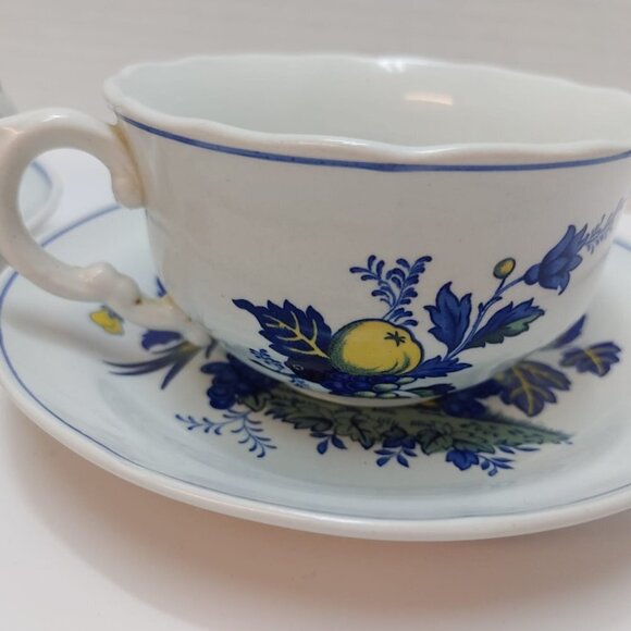 2 Cup Saucers Sets Spode Blue Bird England Yellow S3274 Floral Fruit Copeland - Picture 3 of 7